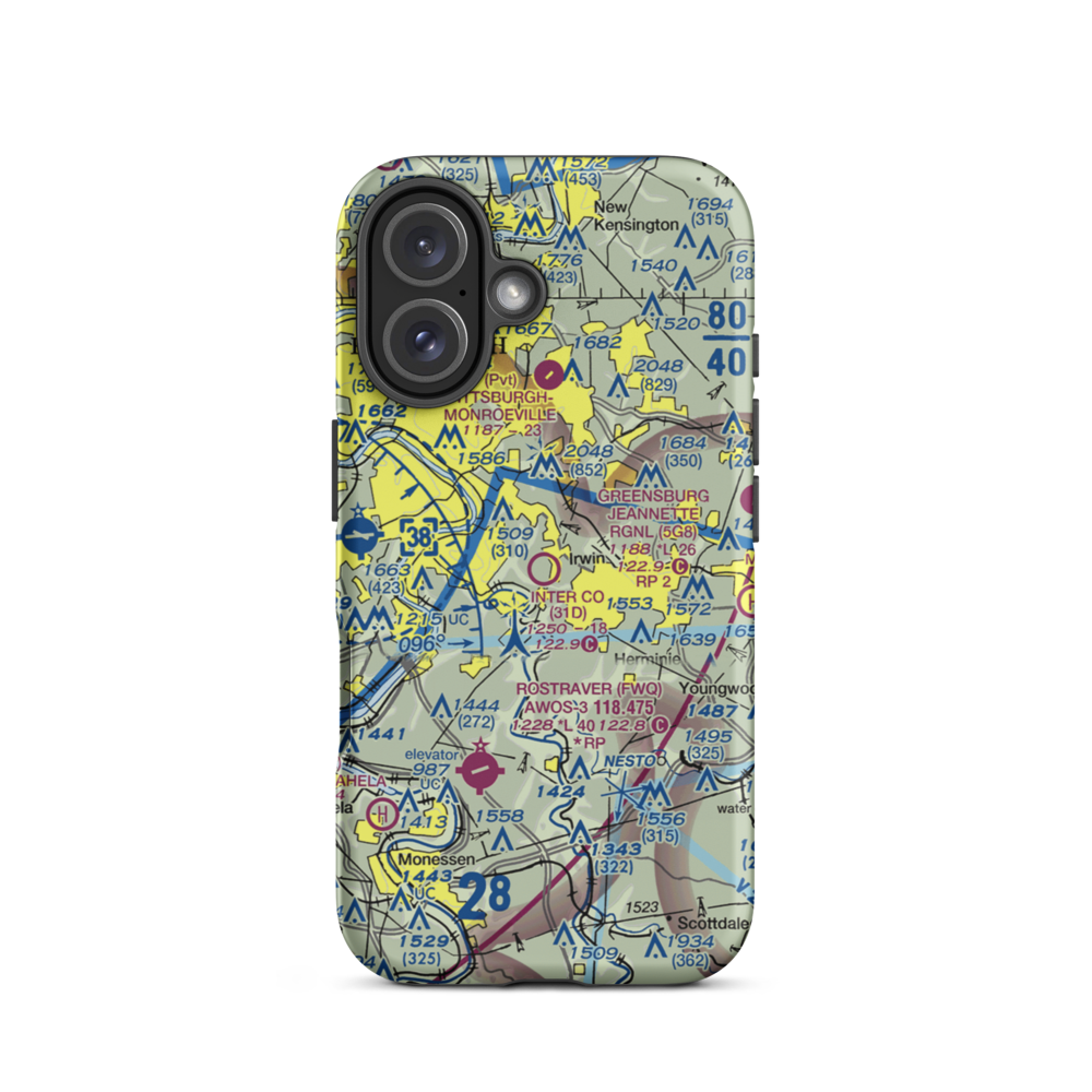 Inter County Airport (31D) VFR Sectional  Tough iPhone Case iPhone 16 model shown