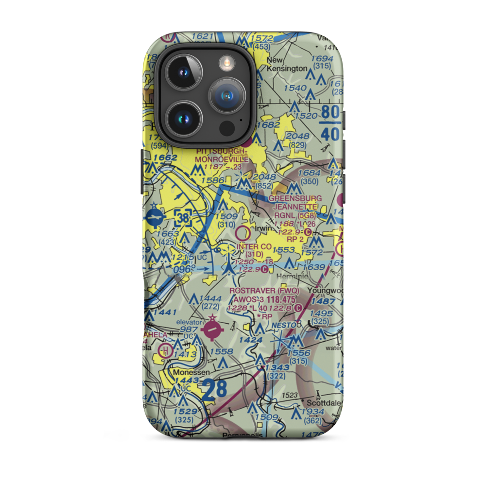 Inter County Airport (31D) VFR Sectional  Tough iPhone Case iPhone 16 Pro Max model shown