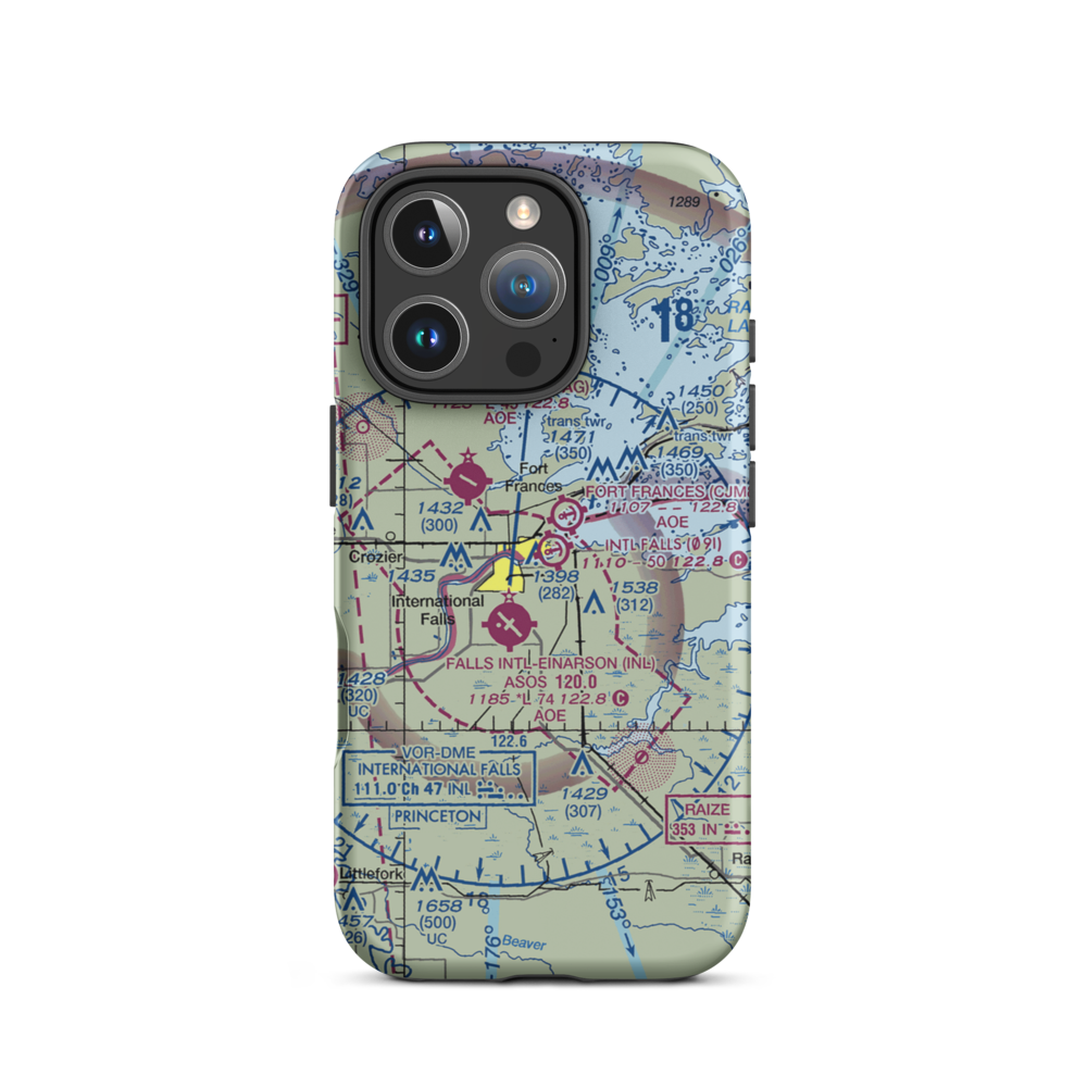 International Falls Seaplane Base (09I) VFR Sectional  Tough iPhone Case iPhone 16 Pro model shown