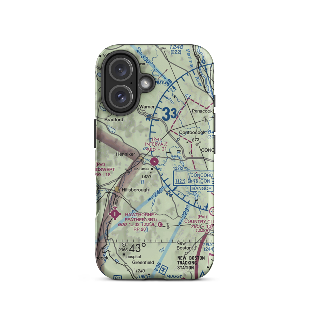 Intervale Airport (NH86) VFR Sectional  Tough iPhone Case iPhone 16 model shown