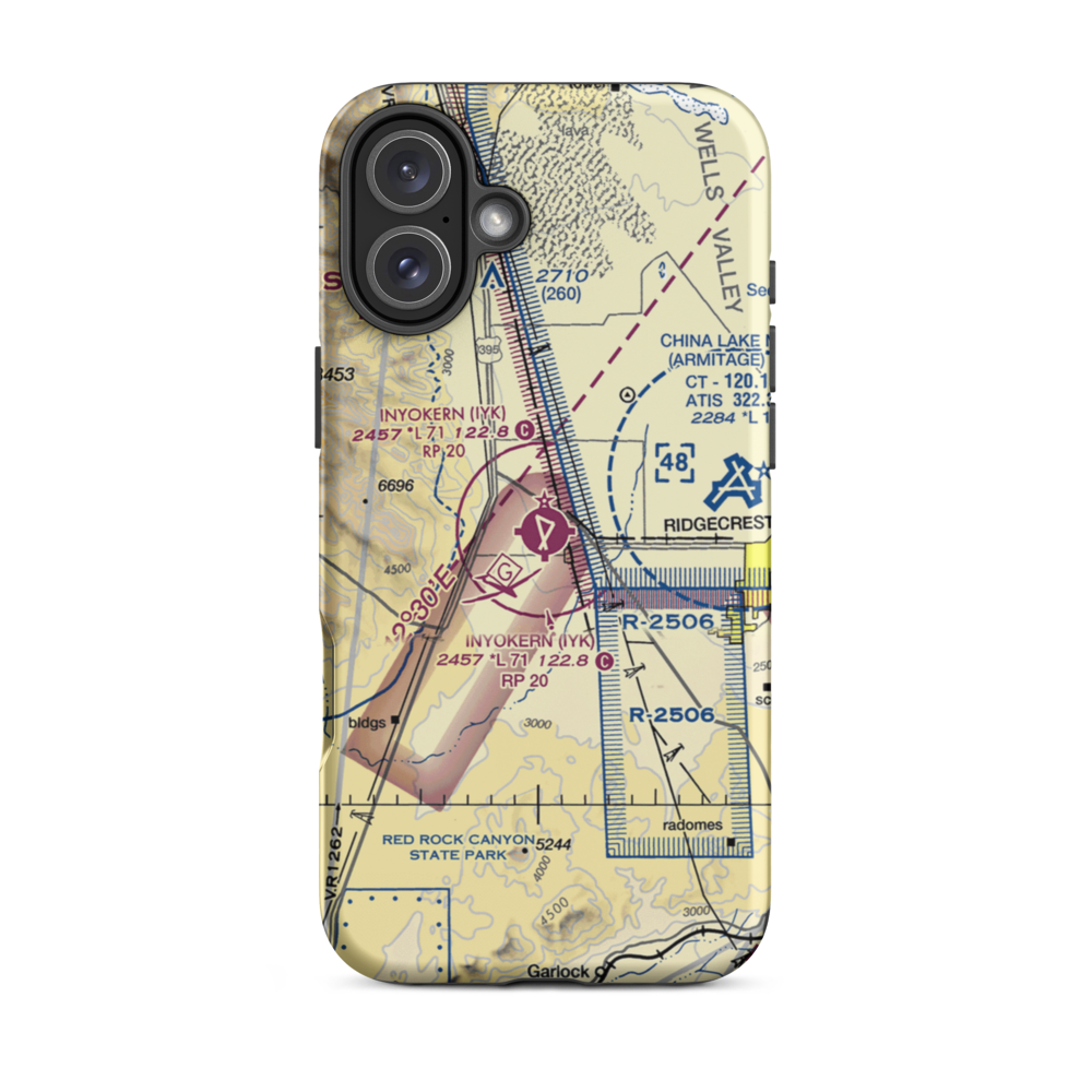 Inyokern Airport (IYK) VFR Sectional  Tough iPhone Case iPhone 16 Plus model shown