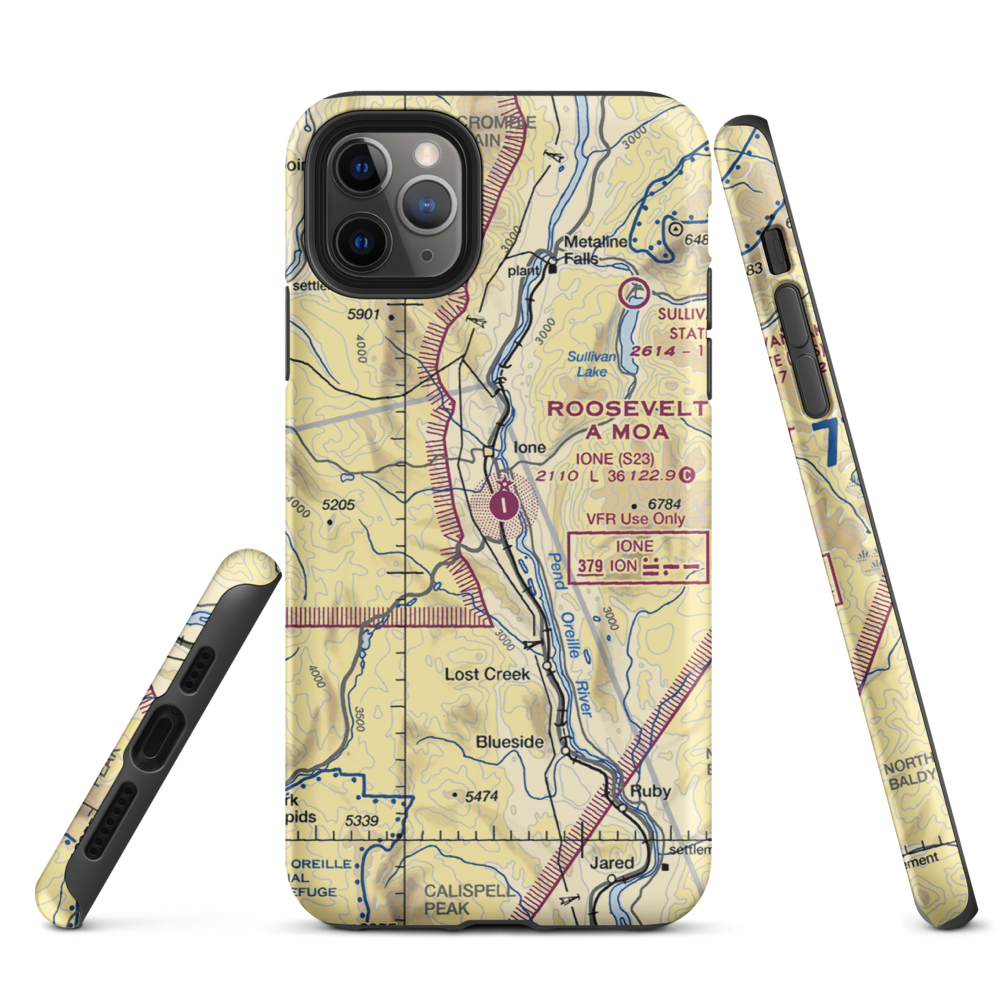 Ione Municipal Airport (S23) VFR Sectional  Tough iPhone Case iPhone 11 Pro Max model shown