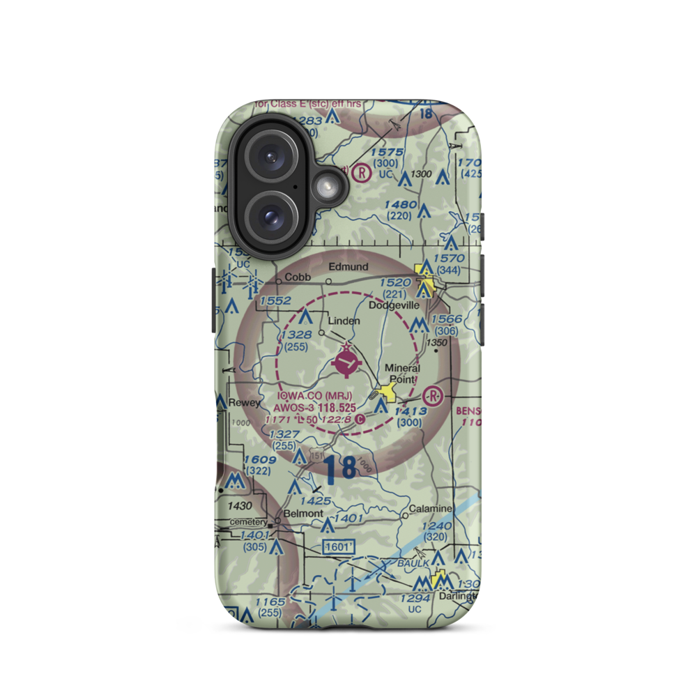 Iowa County Airport (MRJ) VFR Sectional  Tough iPhone Case iPhone 16 model shown