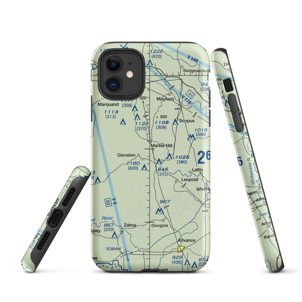 Ira Biffle Airfield (0T3) VFR Sectional  Tough iPhone Case iPhone 11 model shown
