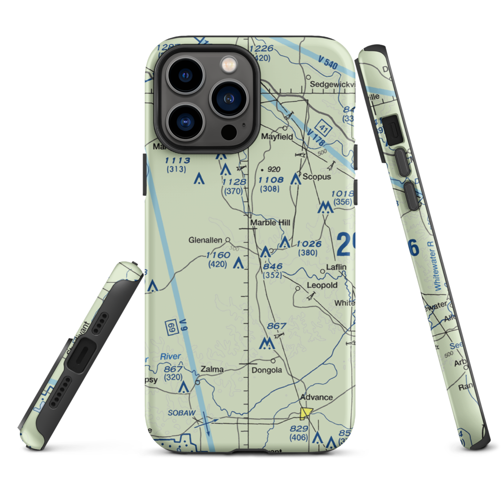 Ira Biffle Airfield (0T3) VFR Sectional  Tough iPhone Case iPhone 13 Pro Max model shown