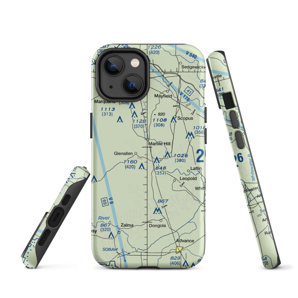 Ira Biffle Airfield (0T3) VFR Sectional  Tough iPhone Case iPhone 14 model shown