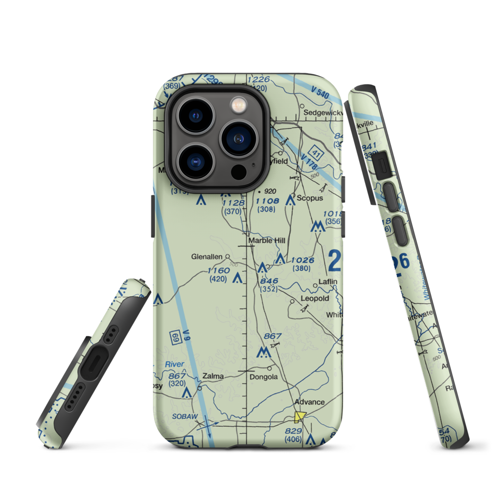 Ira Biffle Airfield (0T3) VFR Sectional  Tough iPhone Case iPhone 14 Pro model shown