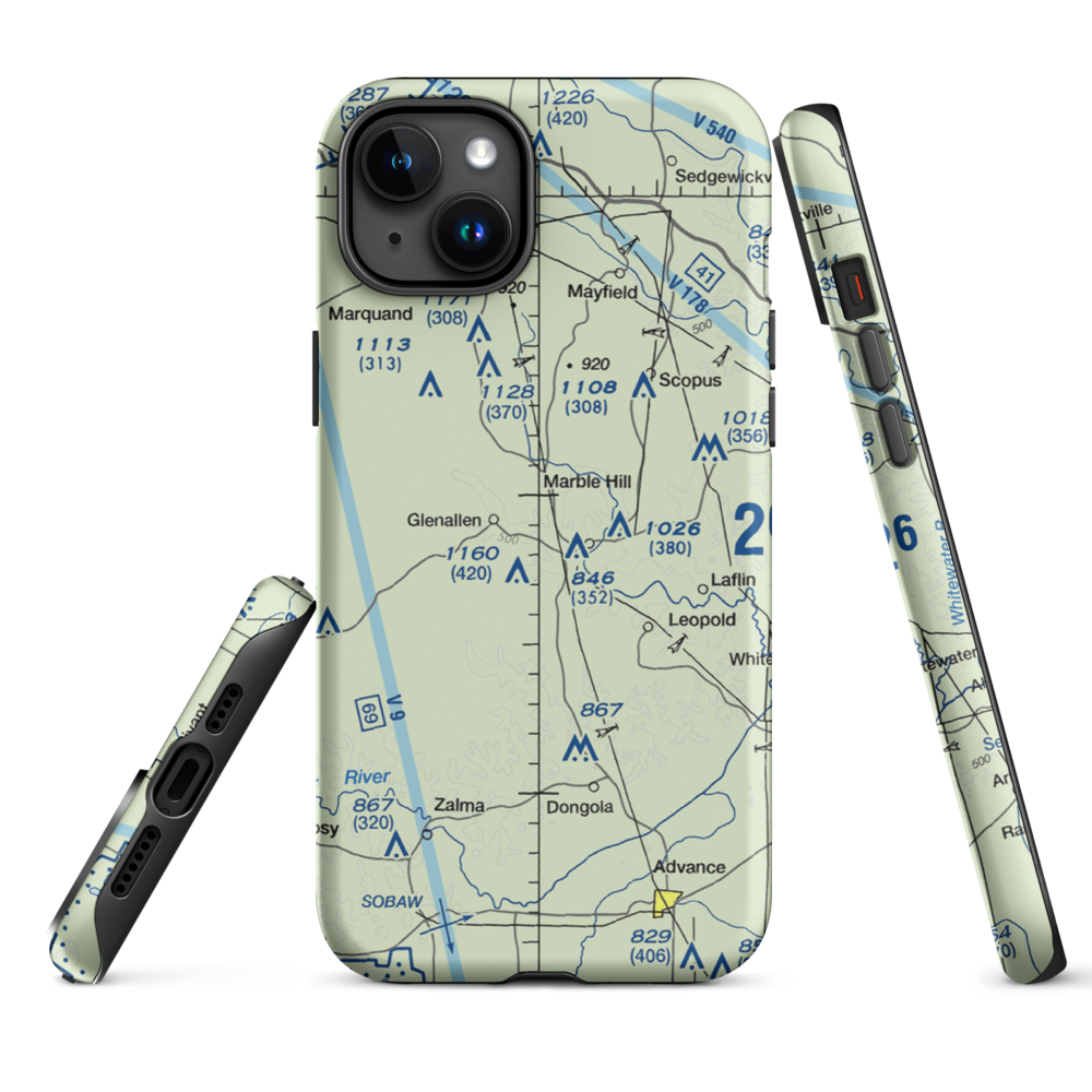 Ira Biffle Airfield (0T3) VFR Sectional  Tough iPhone Case iPhone 15 Plus model shown