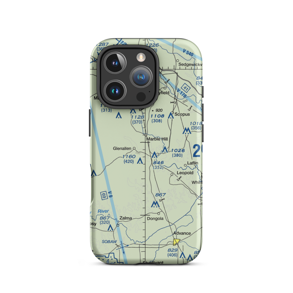 Ira Biffle Airfield (0T3) VFR Sectional  Tough iPhone Case iPhone 16 Pro model shown