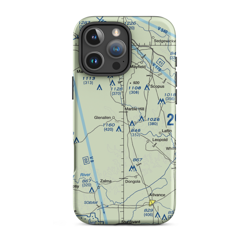 Ira Biffle Airfield (0T3) VFR Sectional  Tough iPhone Case iPhone 16 Pro Max model shown