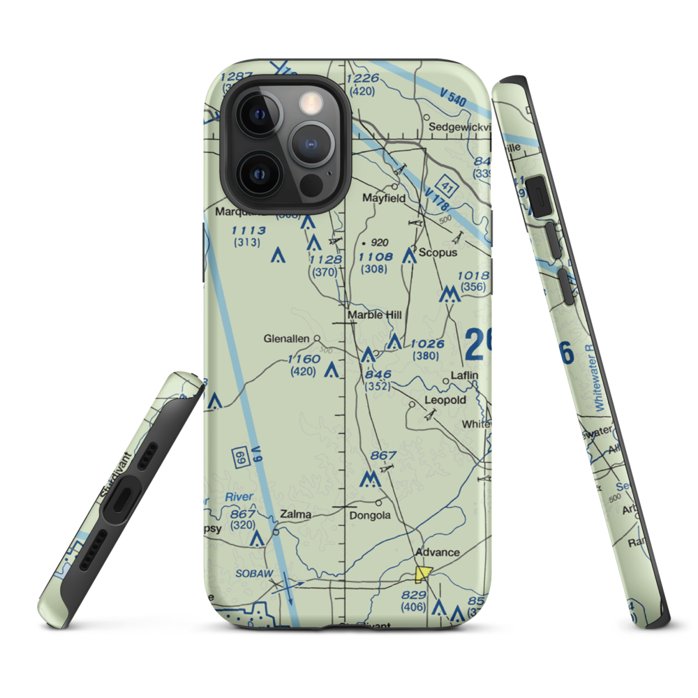 Ira Biffle Airfield (0T3) VFR Sectional  Tough iPhone Case iPhone 12 Pro Max model shown
