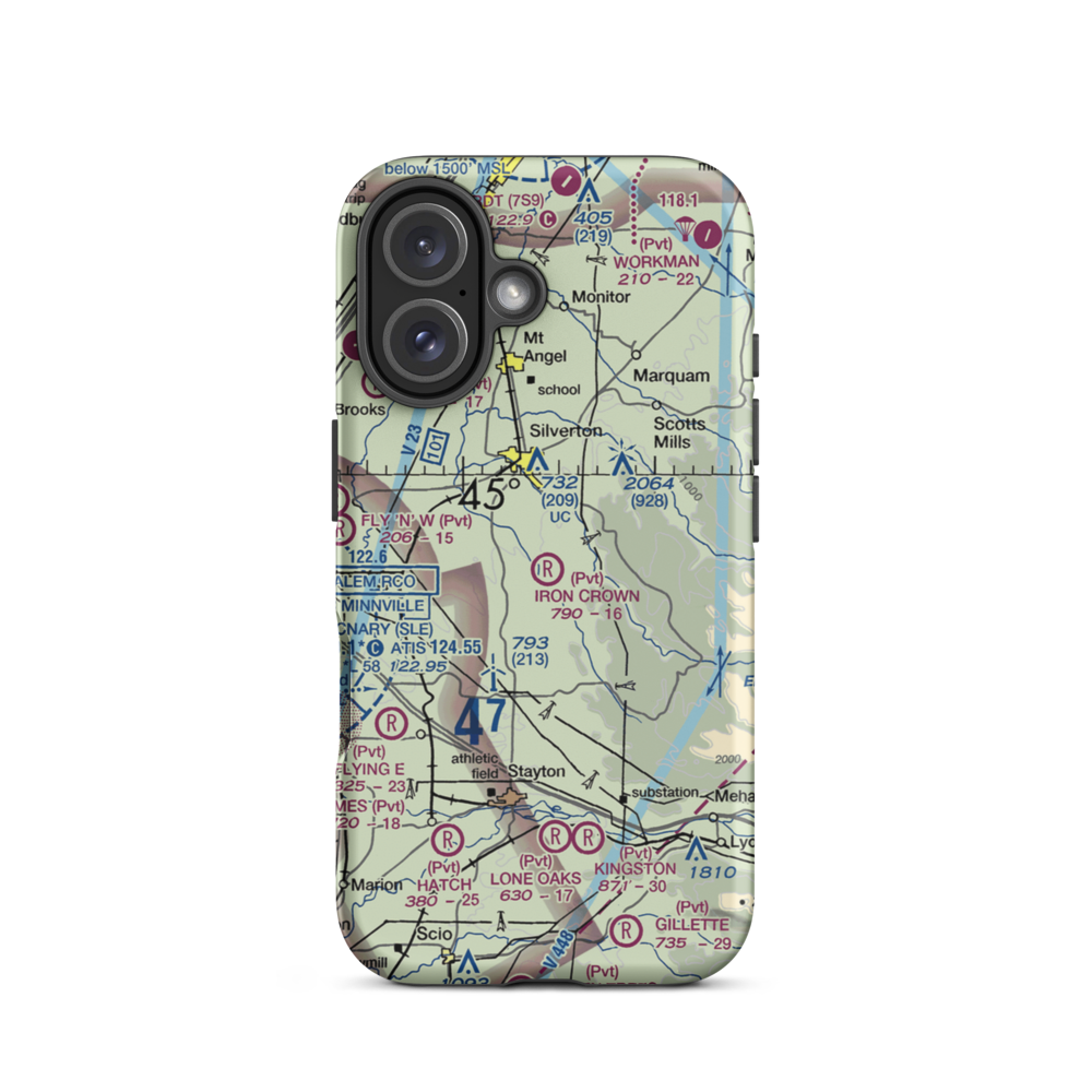 Iron Crown Airport (22OR) VFR Sectional  Tough iPhone Case iPhone 16 model shown