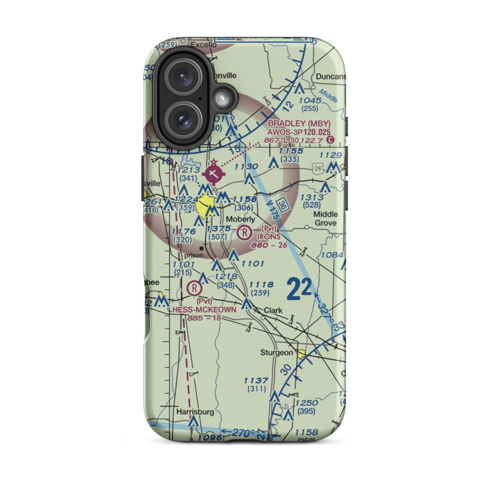 Irons Airport (5MO1) VFR Sectional  Tough iPhone Case iPhone 16 Plus model shown