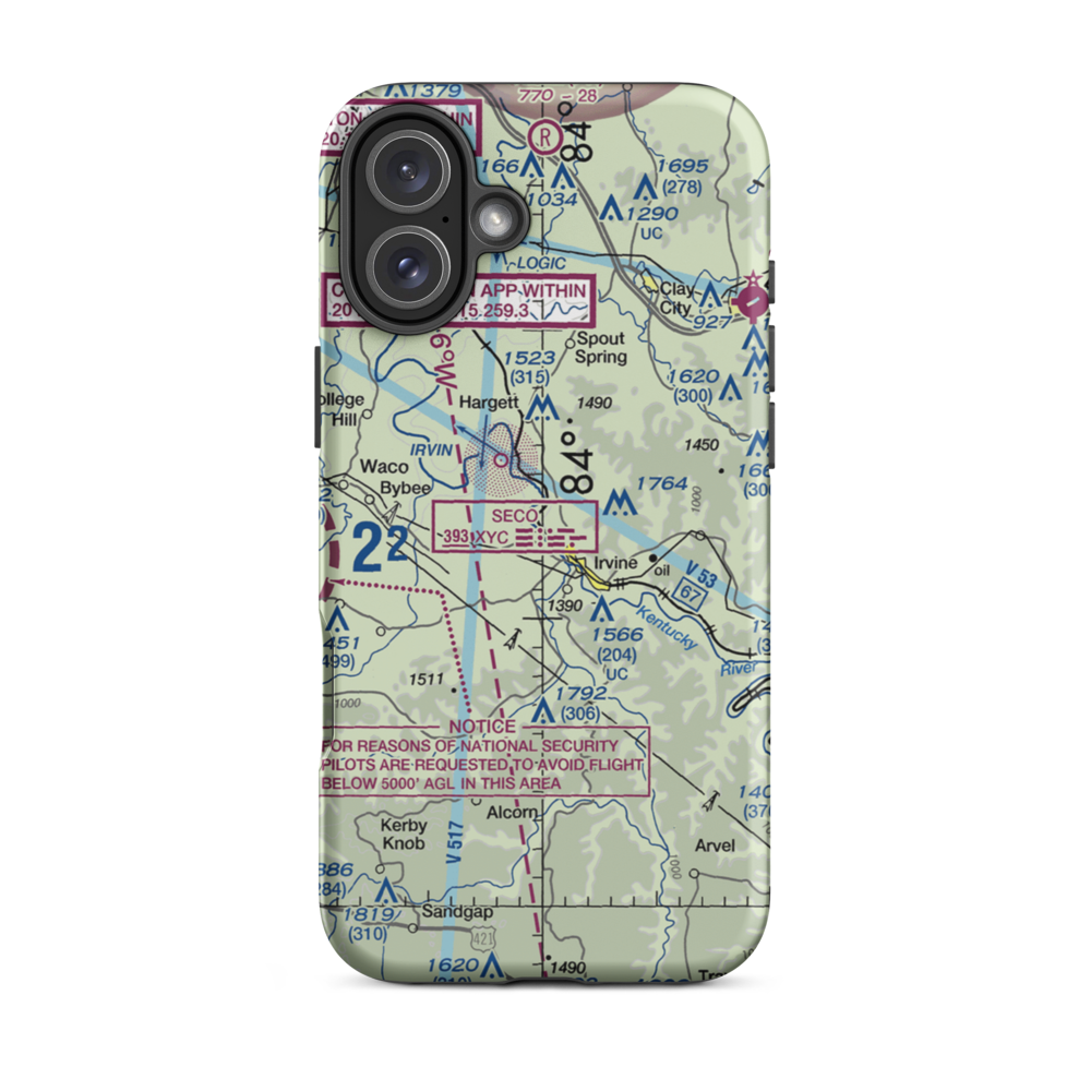 Irvine Airport (E17) VFR Sectional  Tough iPhone Case iPhone 16 Plus model shown