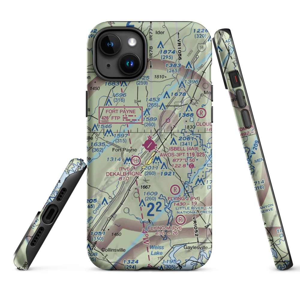 Isbell Field (4A9) VFR Sectional  Tough iPhone Case iPhone 15 Plus model shown