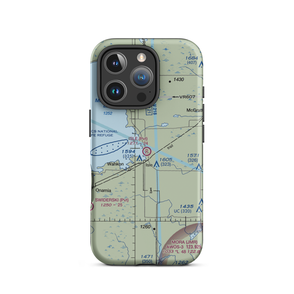 Isle Private Airport (MY72) VFR Sectional  Tough iPhone Case iPhone 16 Pro model shown