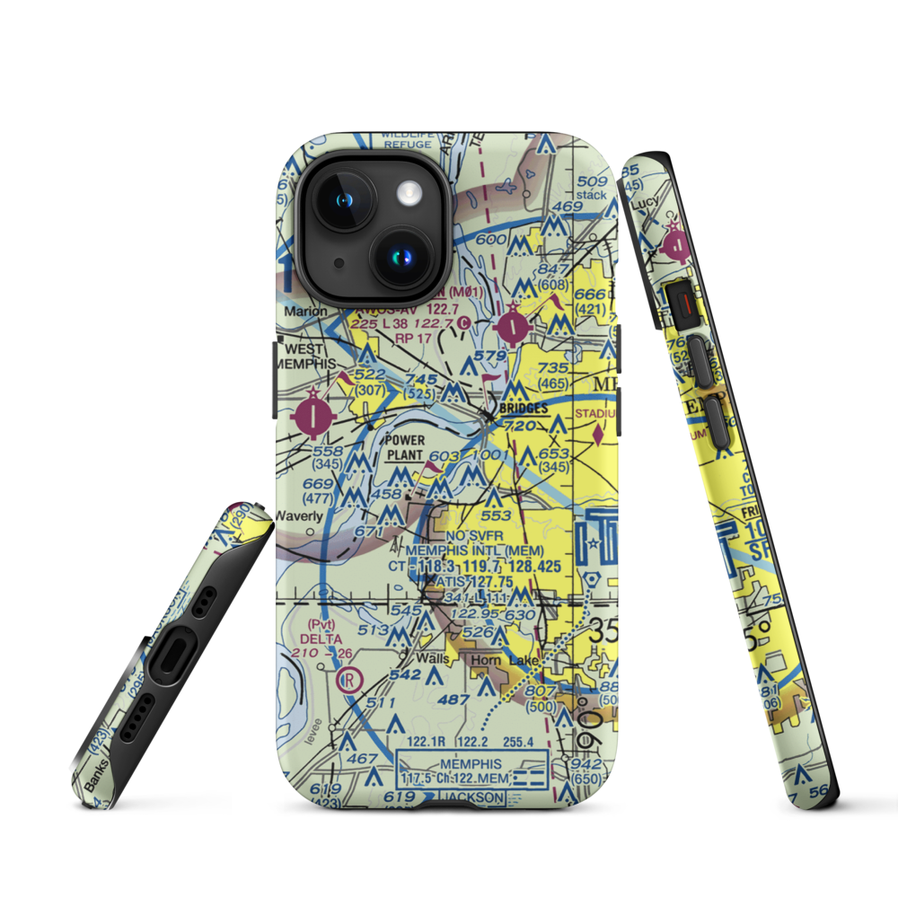 Isle-A-Port STOLport (TN43) VFR Sectional  Tough iPhone Case iPhone 15 model shown