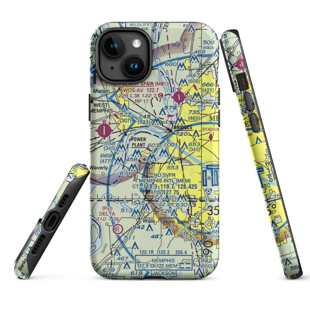 Isle-A-Port STOLport (TN43) VFR Sectional  Tough iPhone Case iPhone 15 Plus model shown