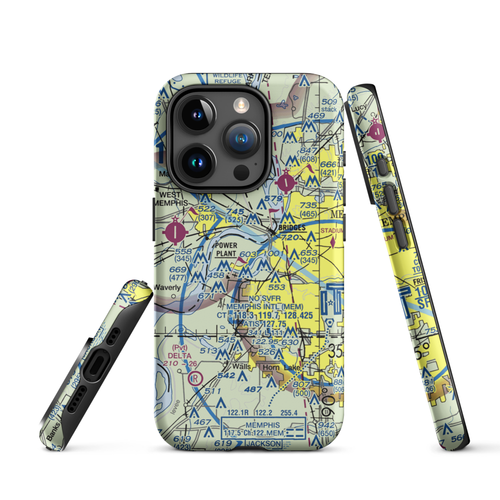 Isle-A-Port STOLport (TN43) VFR Sectional  Tough iPhone Case iPhone 15 Pro model shown