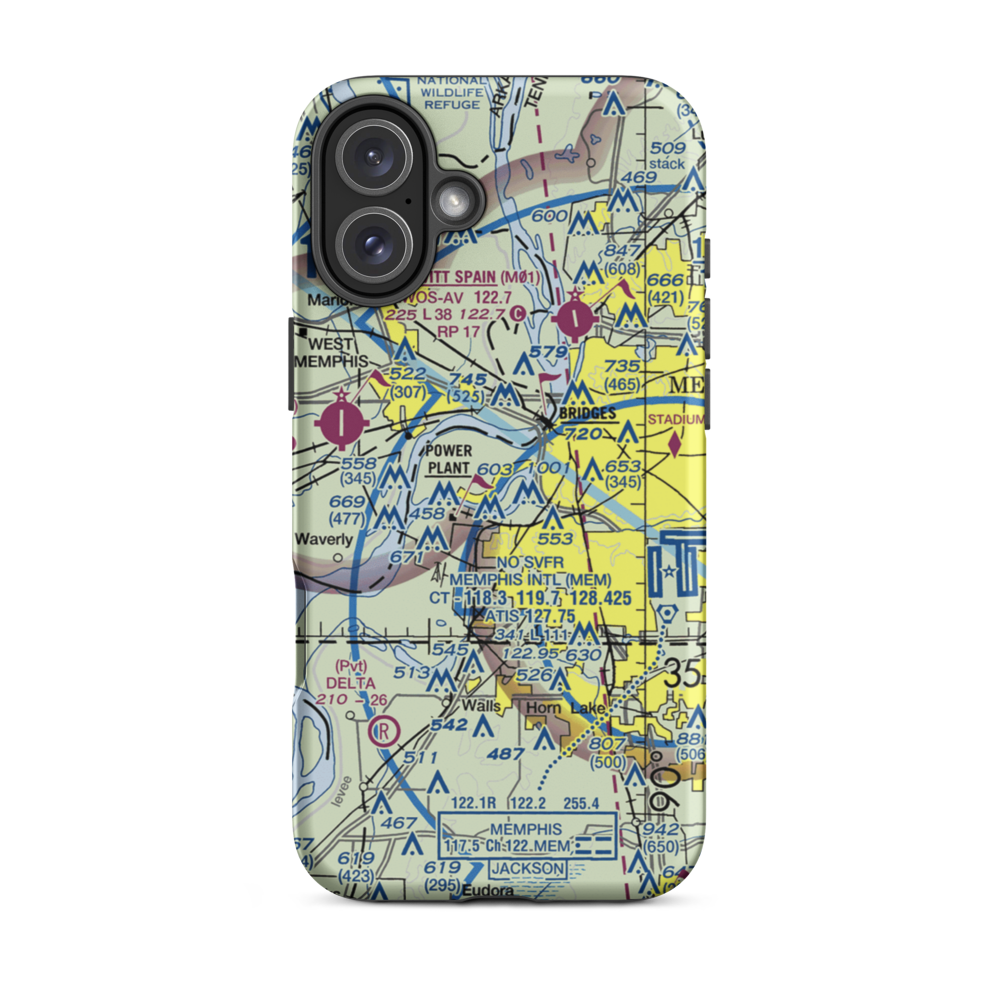Isle-A-Port STOLport (TN43) VFR Sectional  Tough iPhone Case iPhone 16 Plus model shown