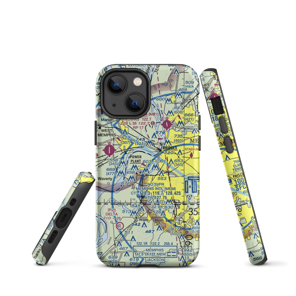 Isle-A-Port STOLport (TN43) VFR Sectional  Tough iPhone Case iPhone 13 mini model shown