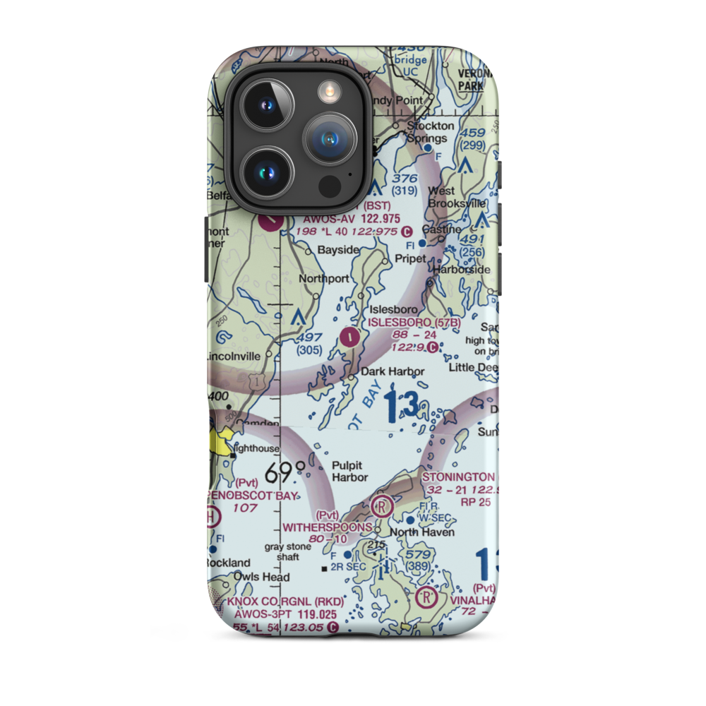 Islesboro Airport (57B) VFR Sectional  Tough iPhone Case iPhone 16 Pro Max model shown