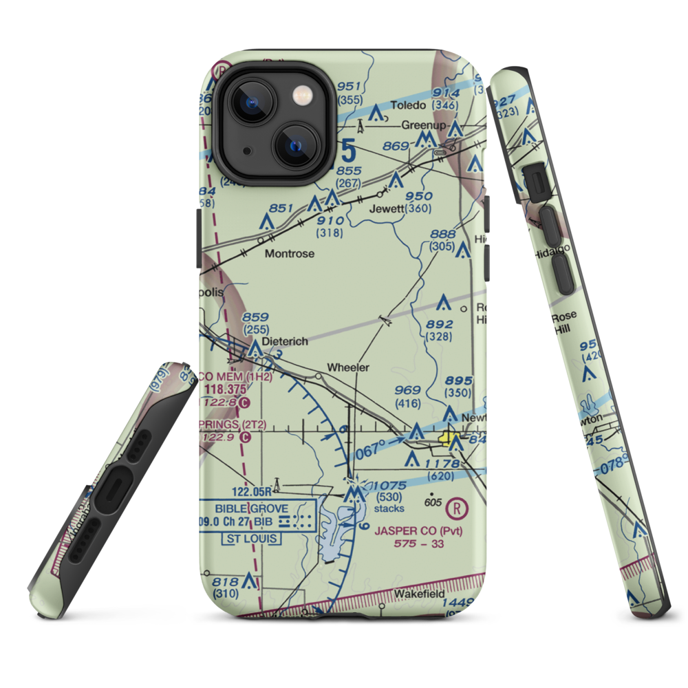 Isley Airport (33LL) VFR Sectional  Tough iPhone Case iPhone 14 Plus model shown