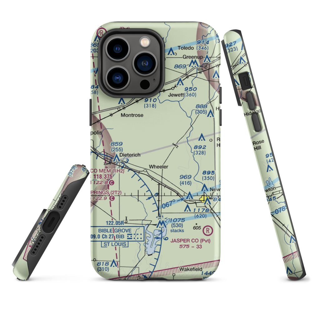 Isley Airport (33LL) VFR Sectional  Tough iPhone Case iPhone 14 Pro Max model shown