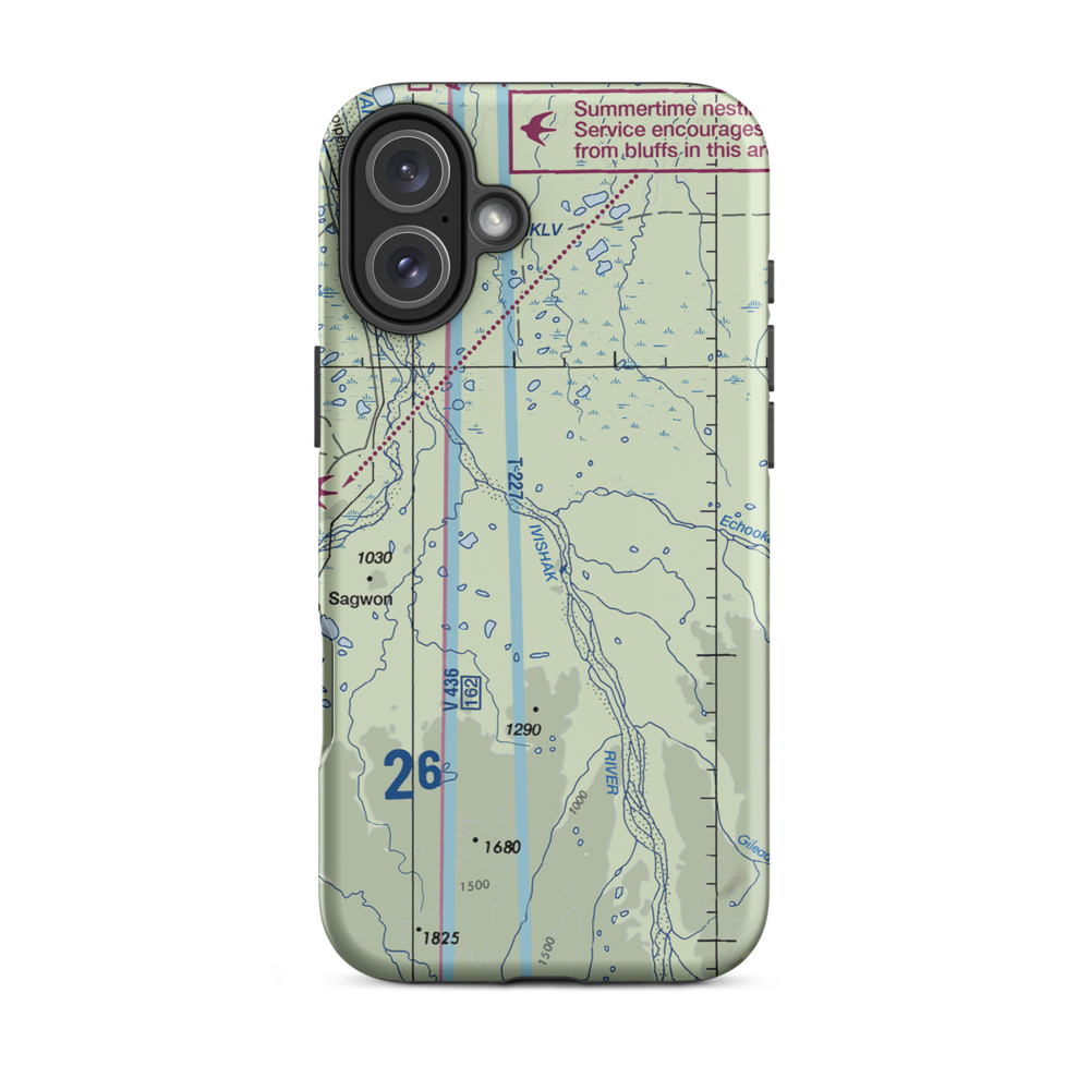 Ivishak Airport (IVH) VFR Sectional  Tough iPhone Case iPhone 16 Plus model shown