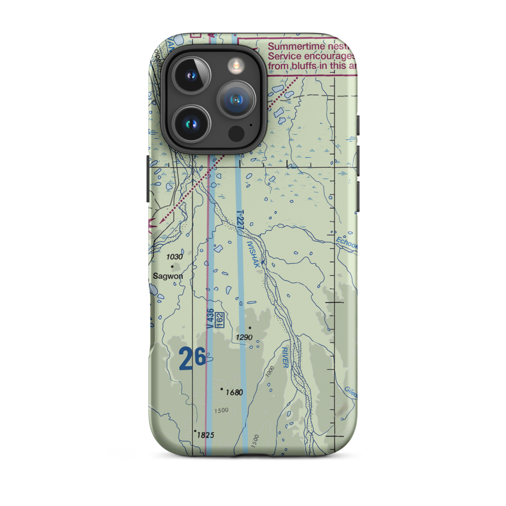 Ivishak Airport (IVH) VFR Sectional  Tough iPhone Case iPhone 16 Pro Max model shown