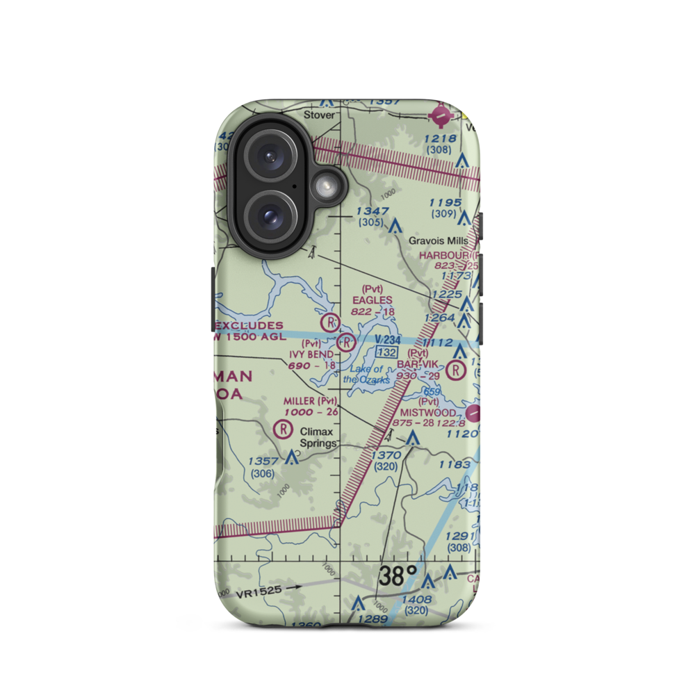 Ivy Bend Airport (9MO6) VFR Sectional  Tough iPhone Case iPhone 16 model shown