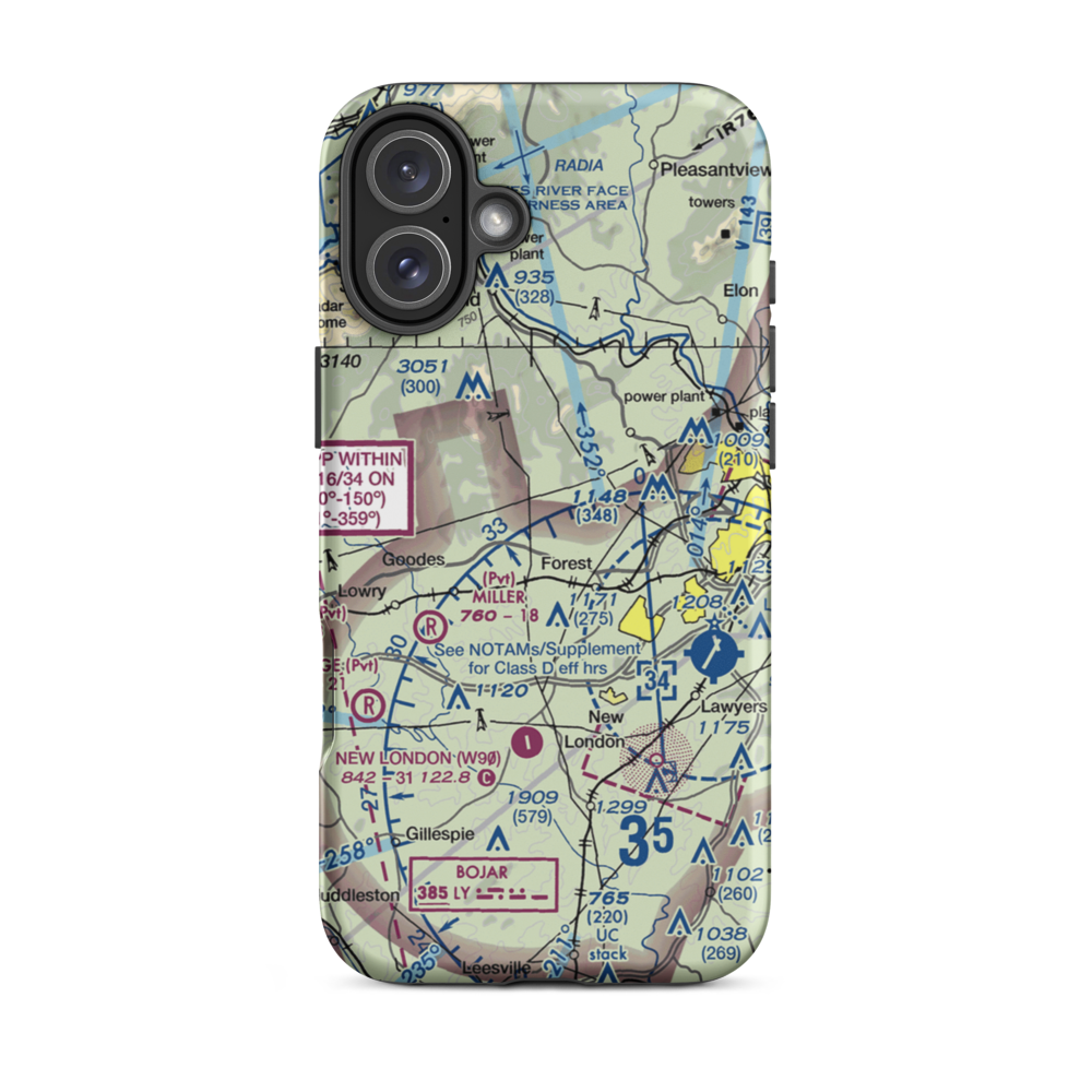 Ivy Hill Airport (VA65) VFR Sectional  Tough iPhone Case iPhone 16 Plus model shown