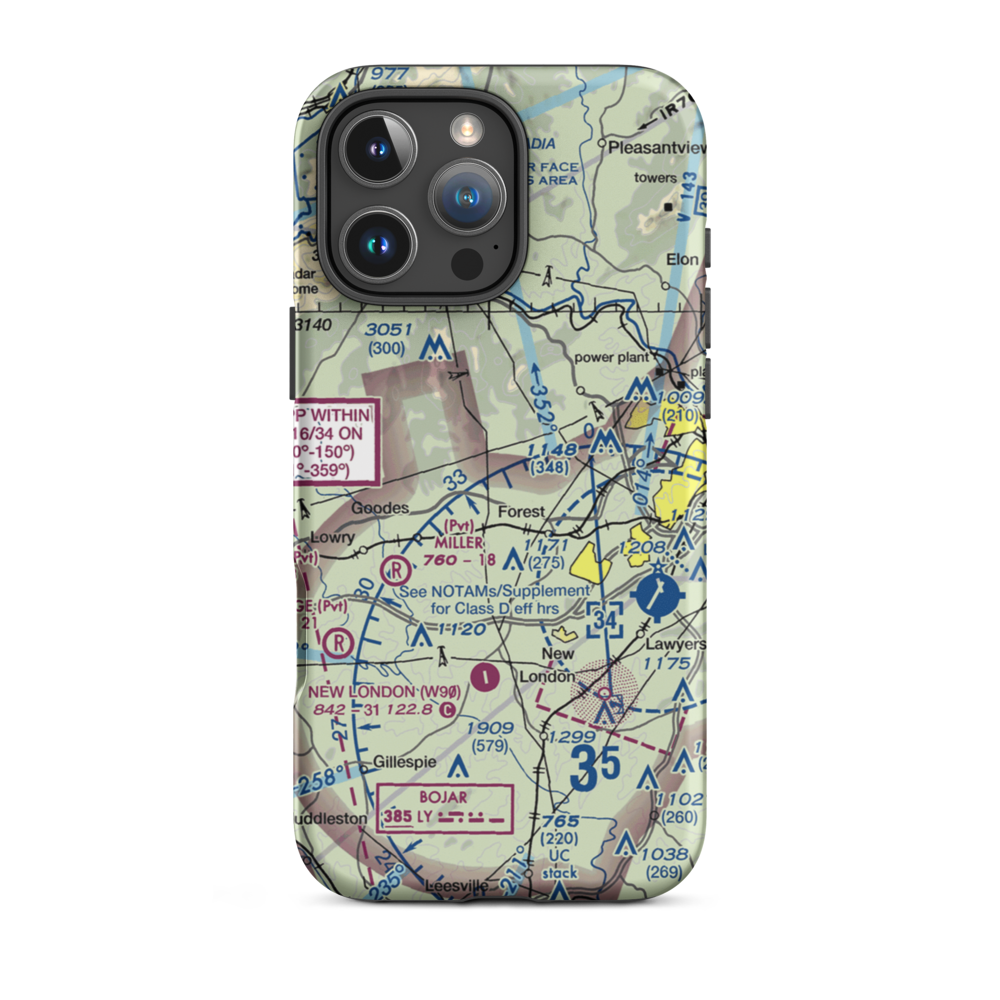 Ivy Hill Airport (VA65) VFR Sectional  Tough iPhone Case iPhone 16 Pro Max model shown