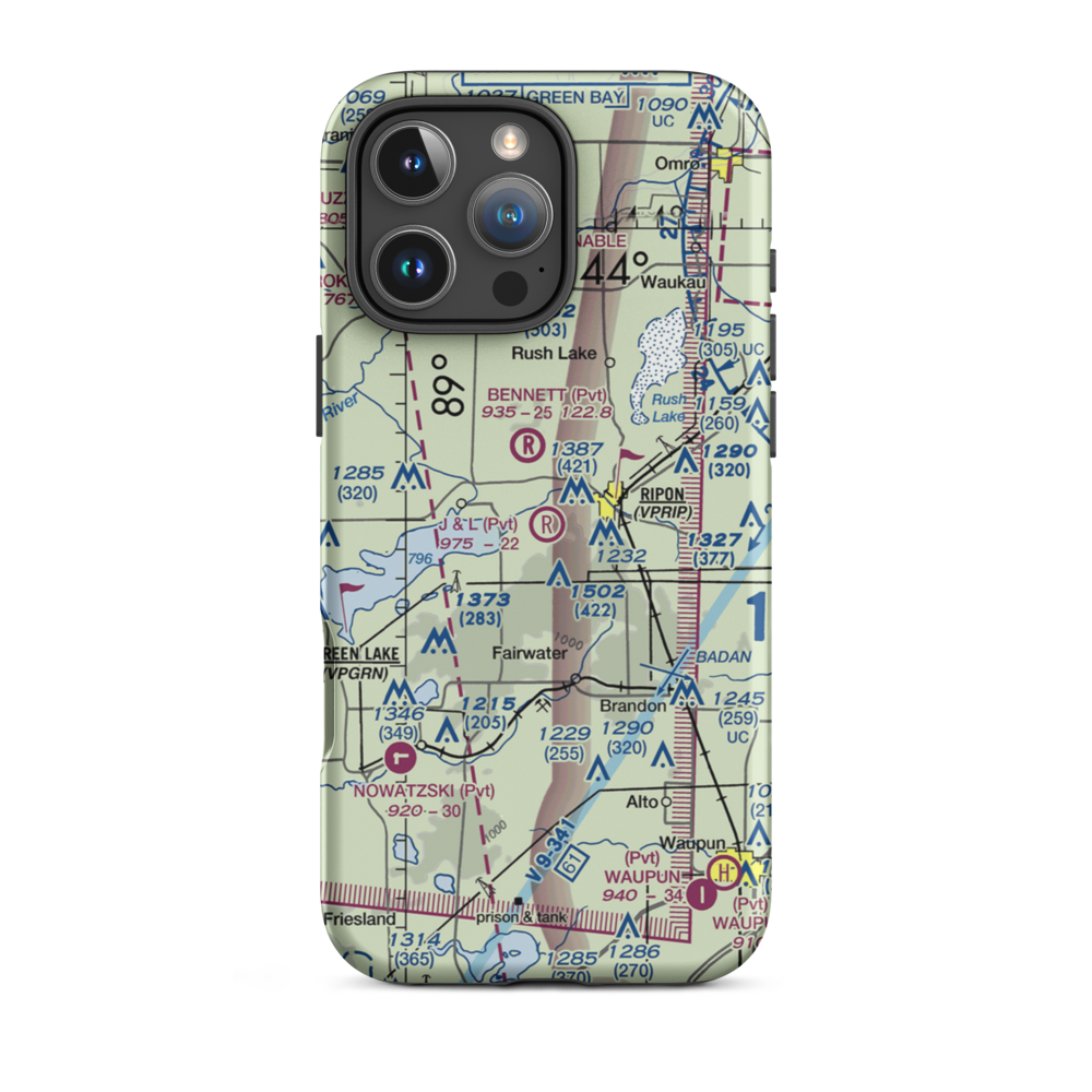 J & L Aviation Airport (WS46) VFR Sectional  Tough iPhone Case iPhone 16 Pro Max model shown