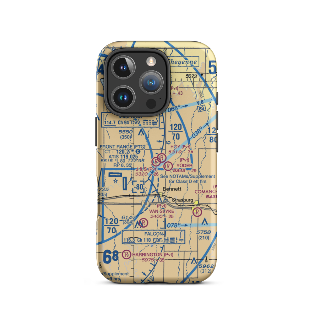 J & S Airport (CD14) VFR Sectional  Tough iPhone Case iPhone 16 Pro model shown