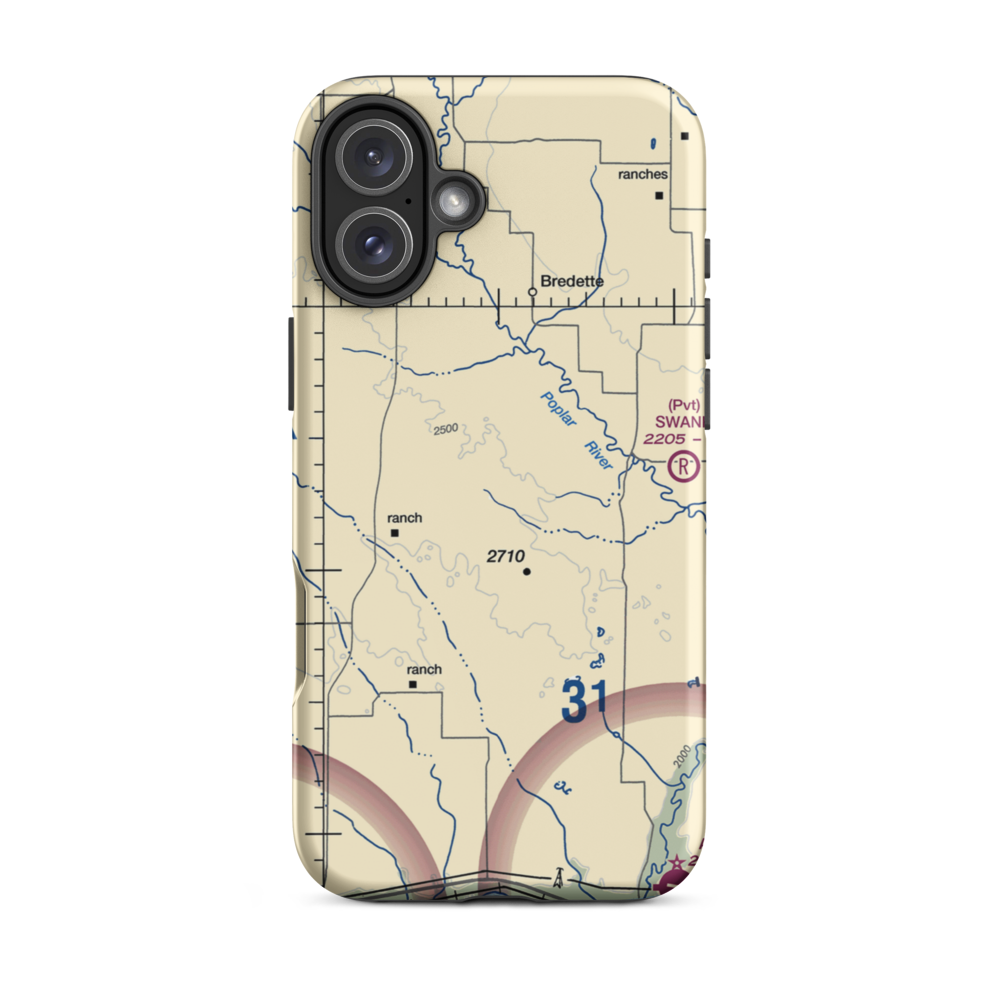 J B Airport (MT90) VFR Sectional  Tough iPhone Case iPhone 16 Plus model shown