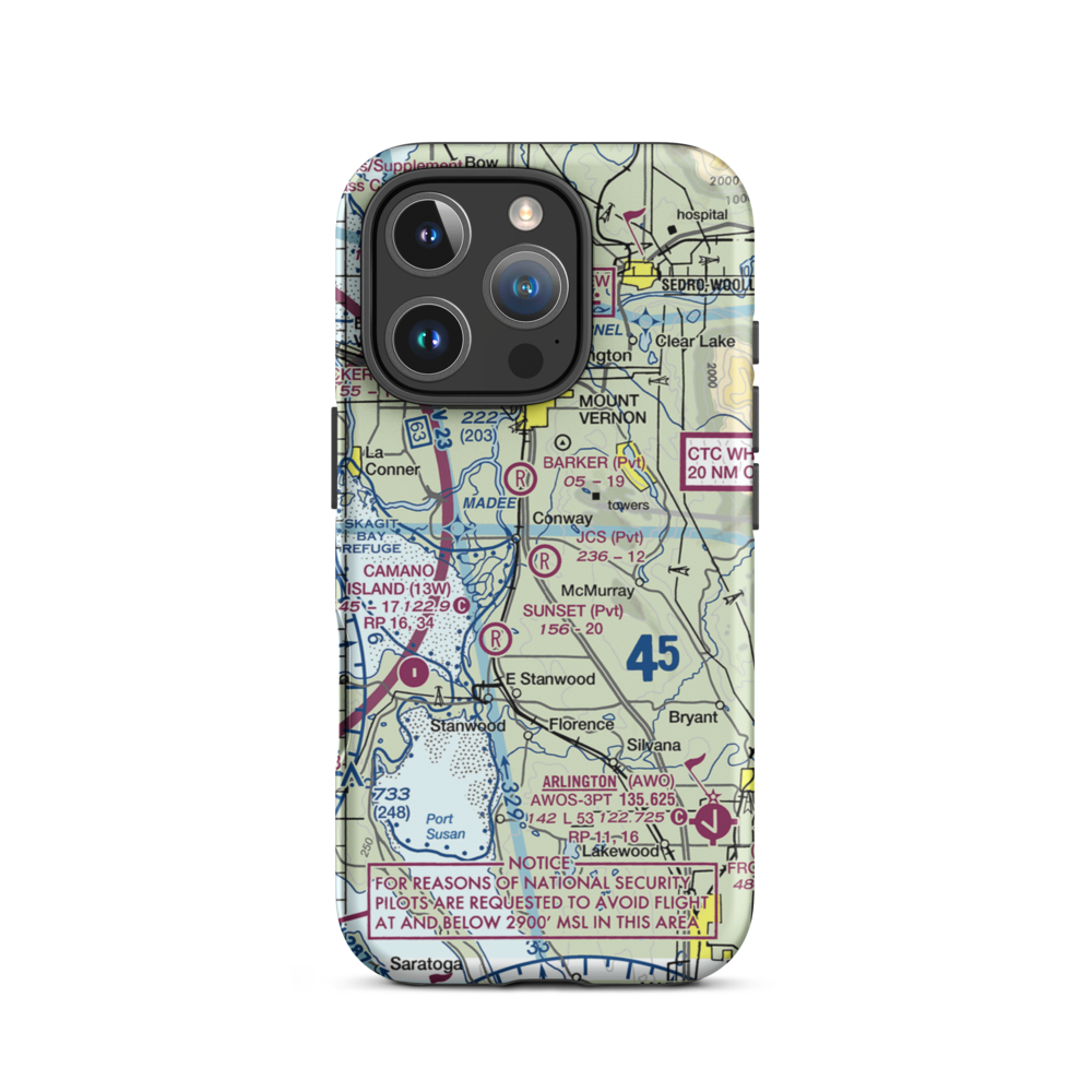 J C's Airport (27WA) VFR Sectional  Tough iPhone Case iPhone 16 Pro model shown