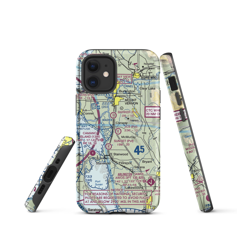 J C's Airport (27WA) VFR Sectional  Tough iPhone Case iPhone 12 mini model shown