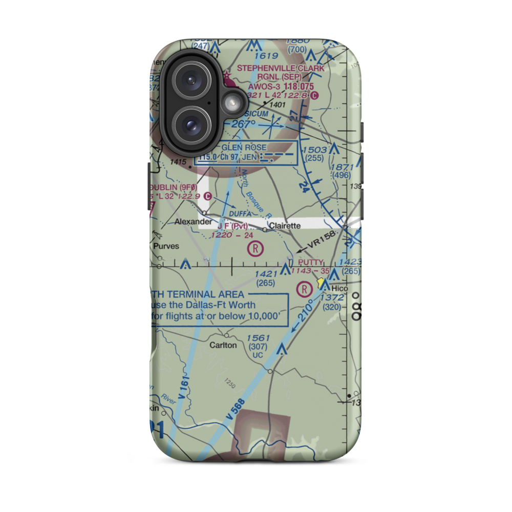 J F Ranch Airport (62XS) VFR Sectional  Tough iPhone Case iPhone 16 Plus model shown