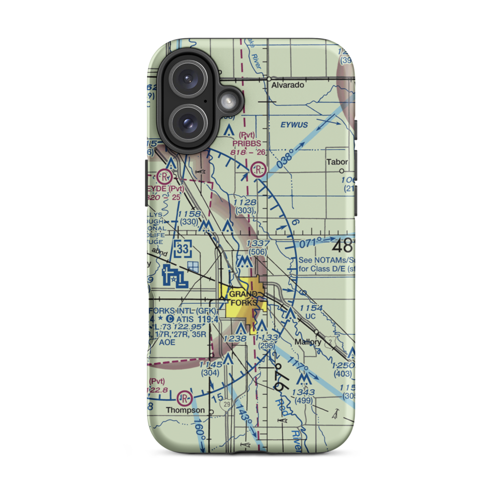 J J and T Airport (MN81) VFR Sectional  Tough iPhone Case iPhone 16 Plus model shown