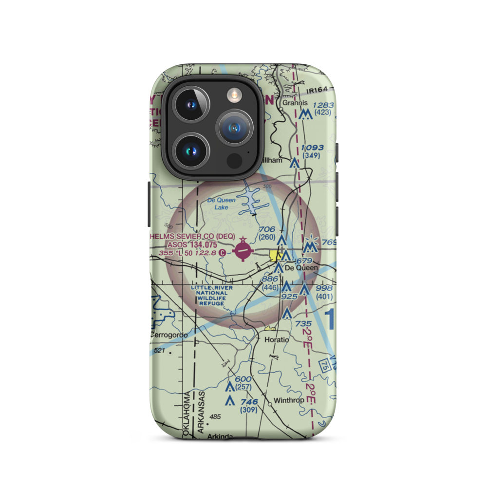 J Lynn Helms Sevier County Airport (DEQ) VFR Sectional  Tough iPhone Case iPhone 16 Pro model shown