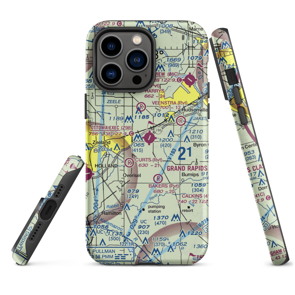 J P's Field (6MI7) VFR Sectional  Tough iPhone Case iPhone 14 Pro Max model shown