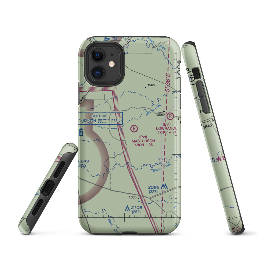 J Y Ranch-R B Masterson Iii Estate Airport (1TX2) VFR Sectional  Tough iPhone Case iPhone 11 model shown