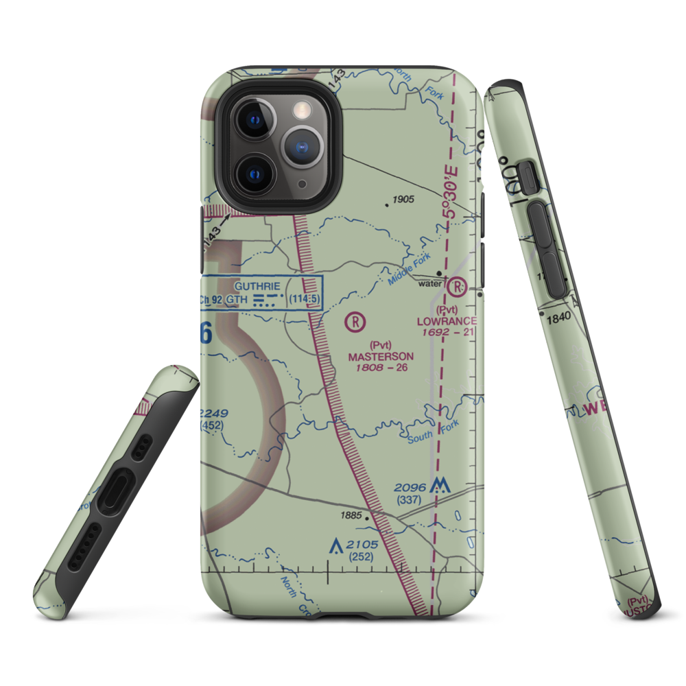 J Y Ranch-R B Masterson Iii Estate Airport (1TX2) VFR Sectional  Tough iPhone Case iPhone 11 Pro model shown