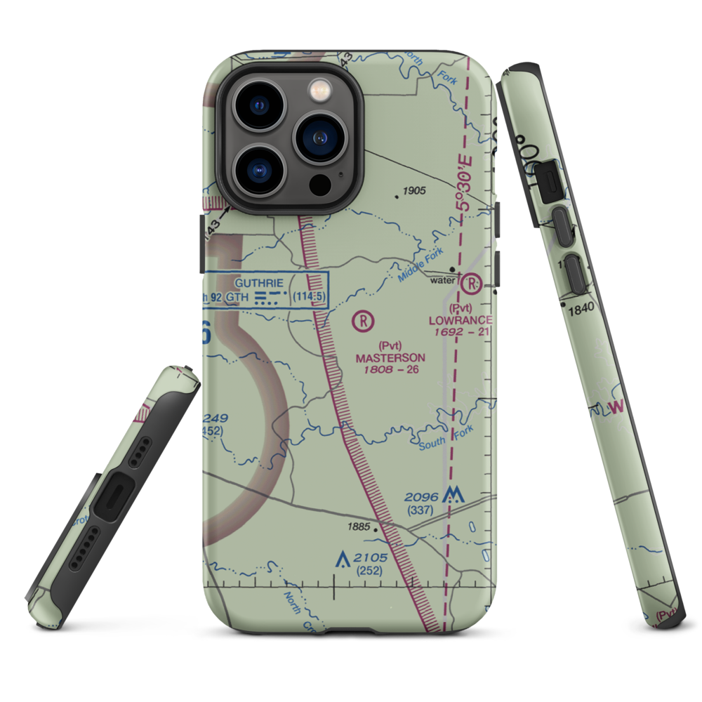 J Y Ranch-R B Masterson Iii Estate Airport (1TX2) VFR Sectional  Tough iPhone Case iPhone 13 Pro Max model shown