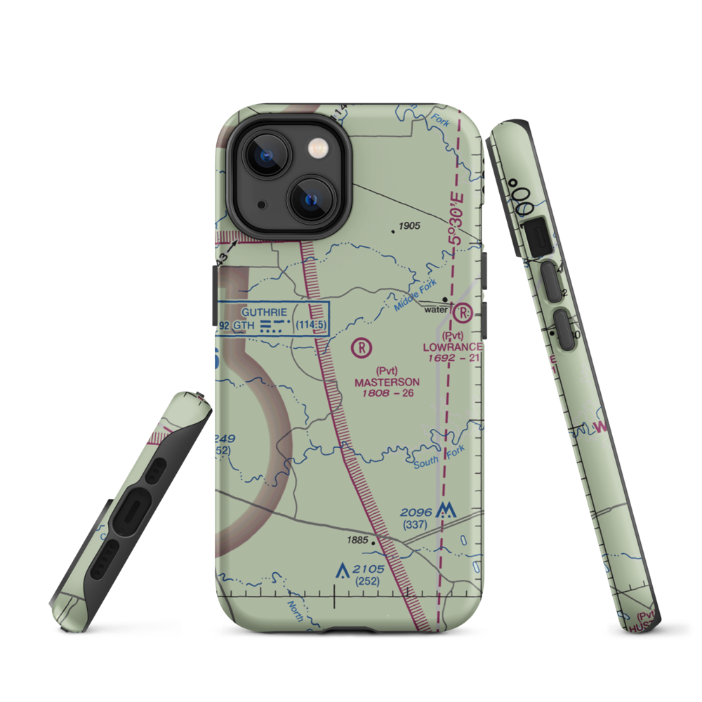 J Y Ranch-R B Masterson Iii Estate Airport (1TX2) VFR Sectional  Tough iPhone Case iPhone 14 model shown
