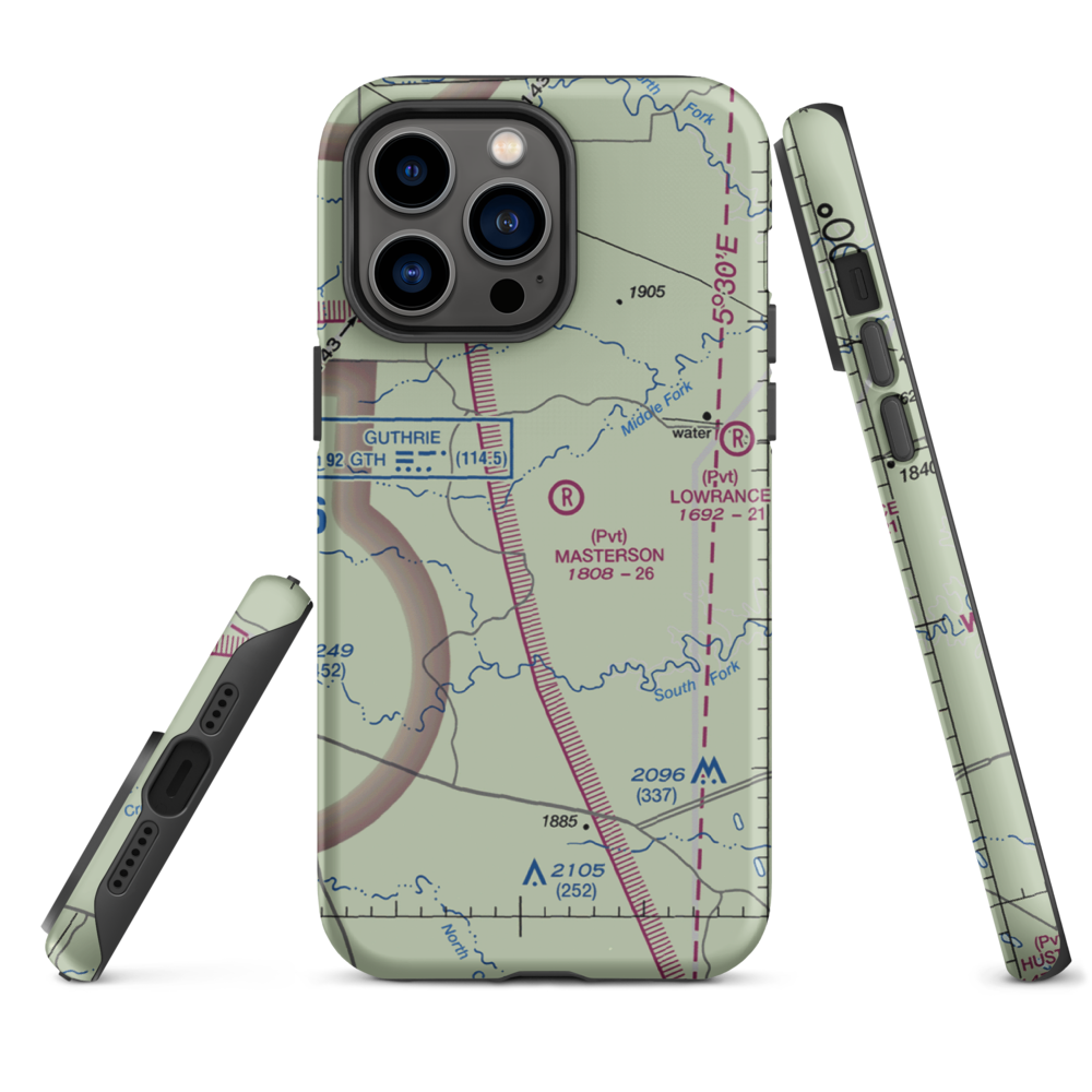 J Y Ranch-R B Masterson Iii Estate Airport (1TX2) VFR Sectional  Tough iPhone Case iPhone 14 Pro Max model shown
