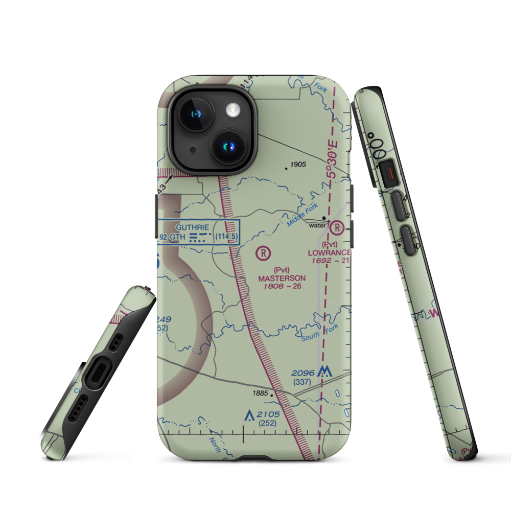J Y Ranch-R B Masterson Iii Estate Airport (1TX2) VFR Sectional  Tough iPhone Case iPhone 15 model shown