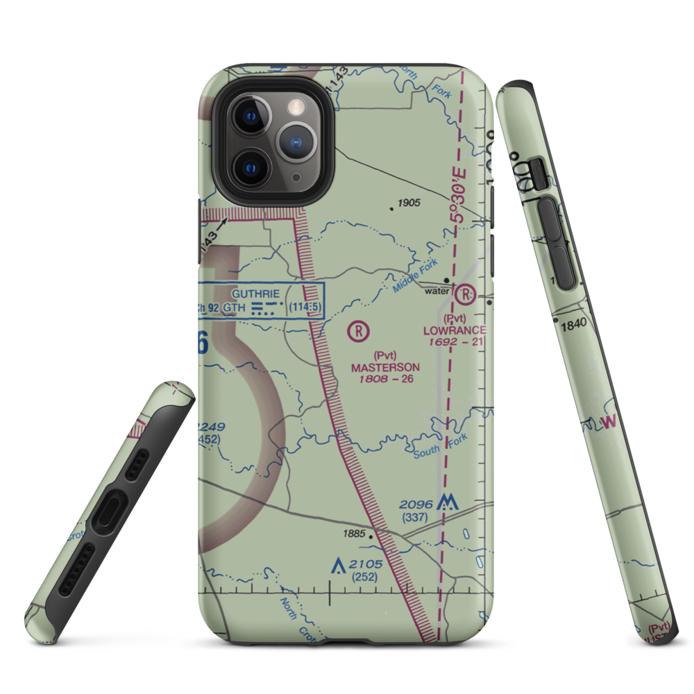 J Y Ranch-R B Masterson Iii Estate Airport (1TX2) VFR Sectional  Tough iPhone Case iPhone 11 Pro Max model shown