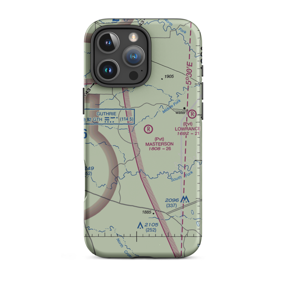 J Y Ranch-R B Masterson Iii Estate Airport (1TX2) VFR Sectional  Tough iPhone Case iPhone 16 Pro Max model shown